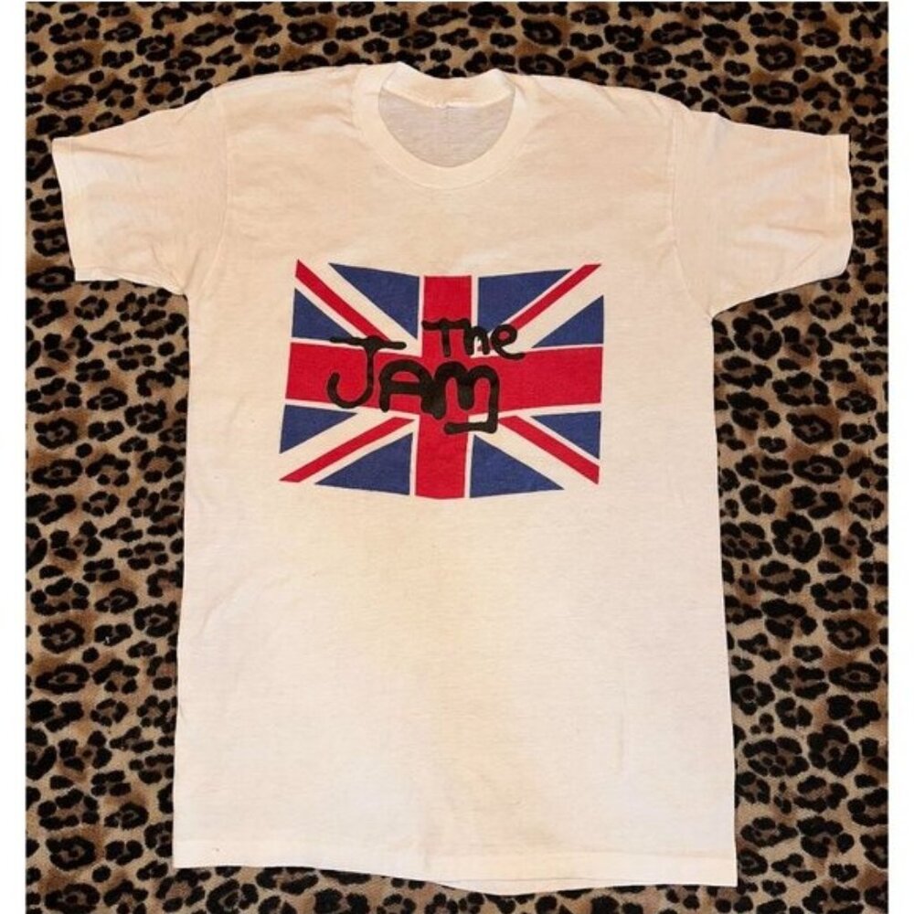 VINTAGE 1970s/1980s THE JAM SPRAY PAINT LOGO UNION JACK T-SHIRT~ SINGLE STITCH